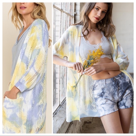 POL Splash of Color Hand Dyed Kimono Cardigan - Picture 4 of 12